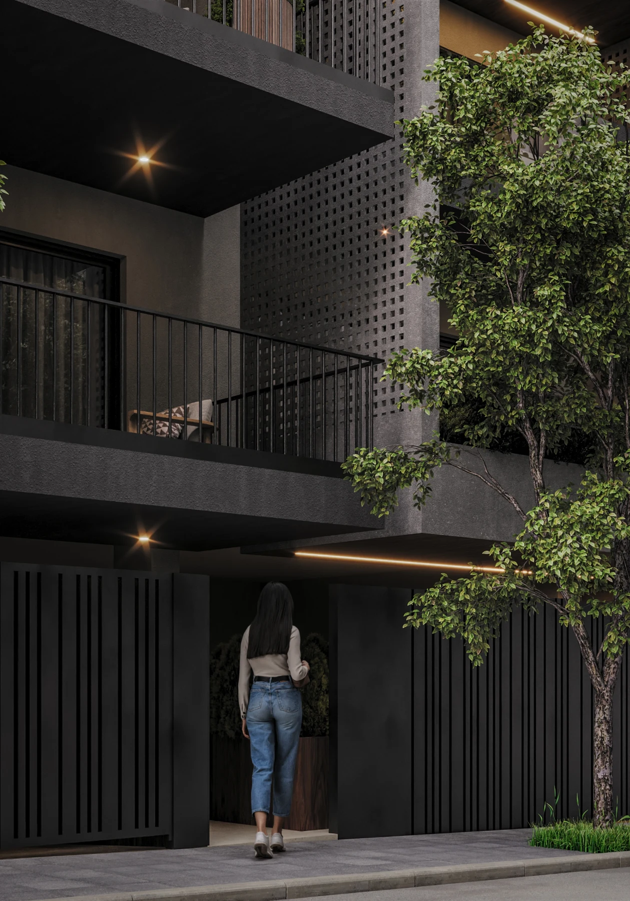 Hedra visual study: Entrance and landscape